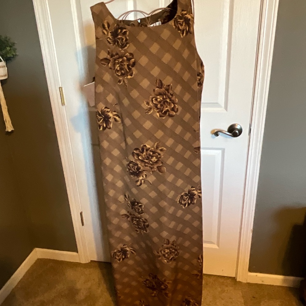 Vintage Studio I Y2K plaid Floral Maxi Dress size 18 90’s Grunge Whimsigoth Punk